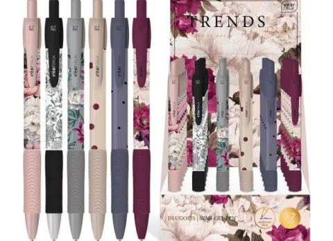 Długopis żelowy TRENDS 0,7 mm kwiaty Interdruk mix