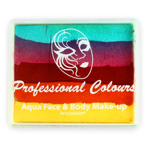 Farba do twarzy Rainbow Cake 50 g Sea Green/ Coral Pink/ Light Red/ Golden Orange/ Yellow PartyXplosion