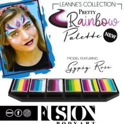 Farby do twarzy Split Cake Paleta FUSION Body Art Leanne's Pretty Rainbow