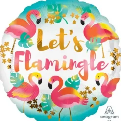 Flamingi Let's Flamingle okrągły balon foliowy Amscan 18''
