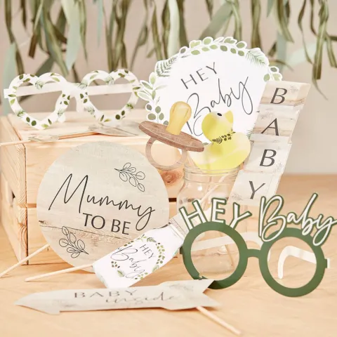 Foto rekwizyty na Baby Shower 10 szt. Seria Botanical