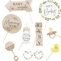 Foto rekwizyty na Baby Shower 10 szt. Seria Botanical