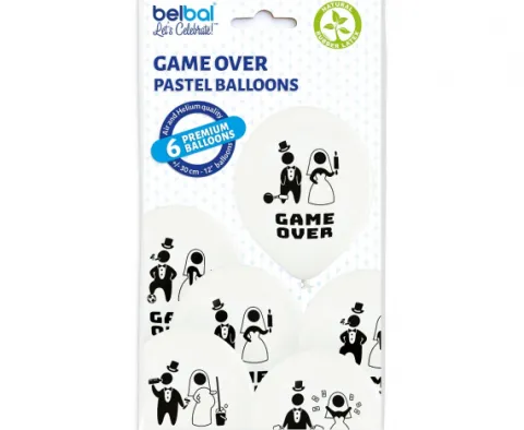 Game Over panieński kawalerski balony gumowe 12" 6 szt.