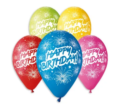 Gemar 12 cali 5 szt Happy Birthday fajerwerki balony