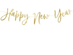 Girlanda baner na Sylwestra Happy New Year ZŁOTY 66 cm