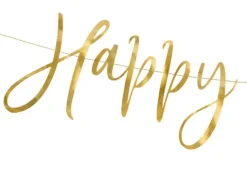 Girlanda baner na Sylwestra Happy New Year ZŁOTY 66 cm