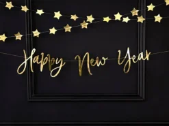 Girlanda baner na Sylwestra Happy New Year ZŁOTY 66 cm