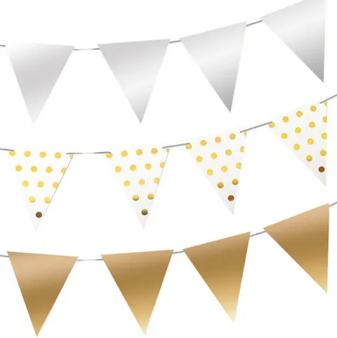Girlanda papierowa flagi Glamour złota lub srebrna 300 cm