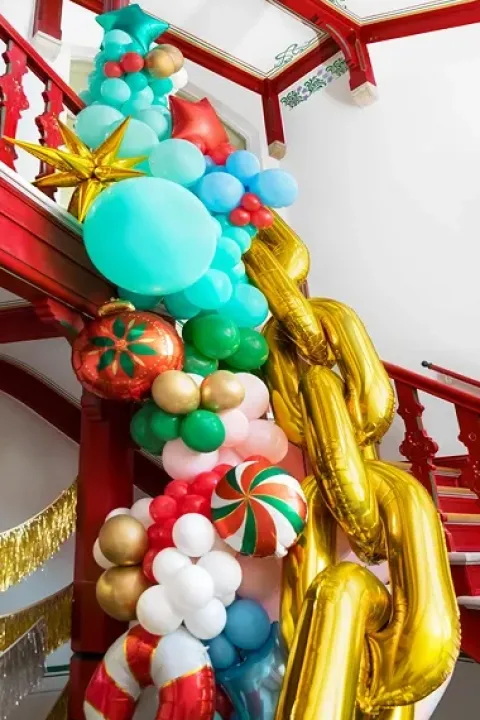 Girlanda balonowa Łańcuch XL złoty, 6,7 m