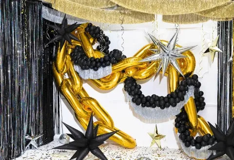 Girlanda balonowa Łańcuch XL złoty, 6,7 m