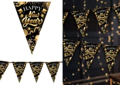 Girlanda baner Happy New Year czarny na Sylwestra czarna