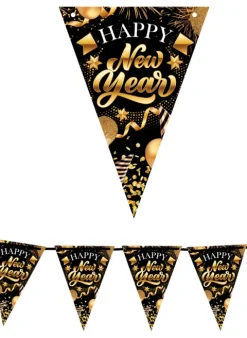 Girlanda baner Happy New Year czarny na Sylwestra czarna