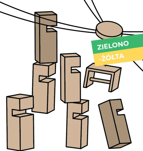 Gra integracyjna Wieża współpracy podwójna START zielono żółta