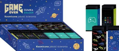 Gumka do mazania ścierania czarna Game Over mix