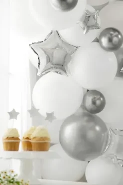Gwiazdka srebrna balon foliowy na powietrze 12 cm zestaw 25 szt.