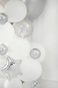 Gwiazdka srebrna balon foliowy na powietrze 12 cm zestaw 25 szt.