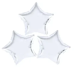 Gwiazdka srebrna balon foliowy na powietrze 9" zestaw 3 szt.