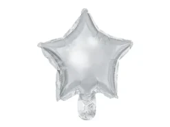 Gwiazdka srebrna balon foliowy na powietrze 25 cm zestaw 25 szt.