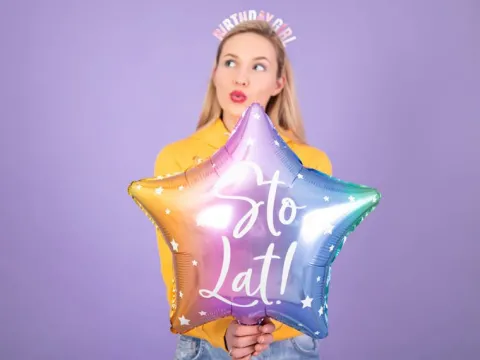 Gwiazdka Sto lat balon foliowy 40 cm różne kolory