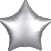 Gwiazdka satynowa balon foliowy 19 cali/ 48 cm srebrny