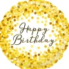 Happy Birthday balon foliowy ze złotym konfetti holograficzny 18"