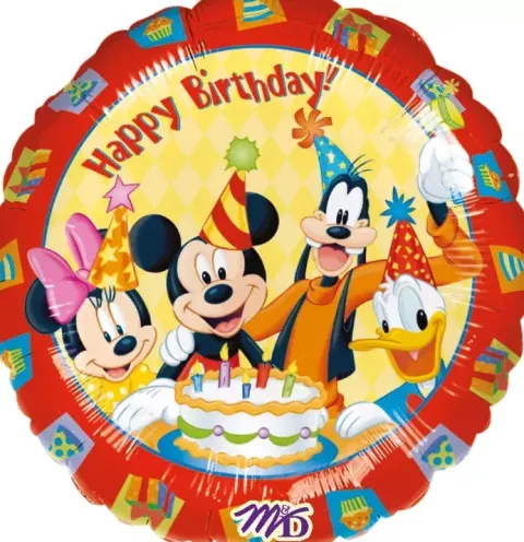 Happy Birthday Myszka Miki i Przyjaciele okrągły balon foliowy Anagram 18''