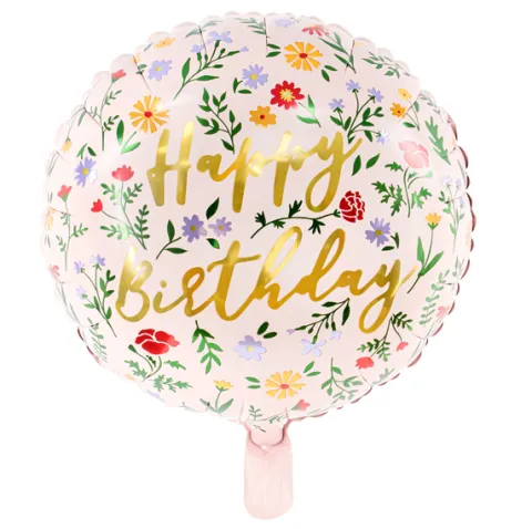 Happy Birthday w kwiaty balon foliowy 35 cm