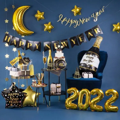 Happy New Year balon foliowy Gwiazda sylwestrowa 45 cali 18 cm