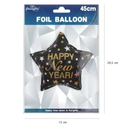 Happy New Year balon foliowy Gwiazda sylwestrowa 45 cali 18 cm