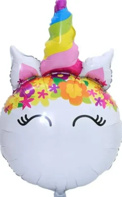 Jednorożec kolorowy balon foliowy okrągły 86x53 cm