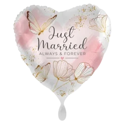 Just Married serce balon foliowy 18 cali