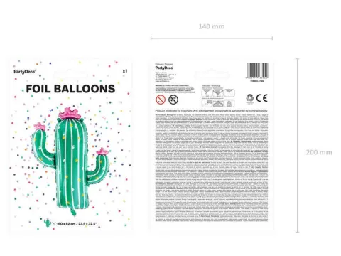 Kaktus balon foliowy 60x82 cm