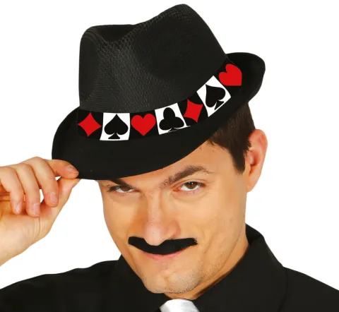 Kapelusz czarny z opaską Poker 1 szt.
