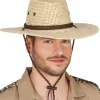 Kapelusz KOWBOJA słomkowy w kratkę ze sznurkiem