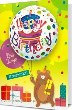 Kartka okolicznościowa Urodzinowa ''Happy Birthday -Dziś Twoje Urodzinki!'' z balonem