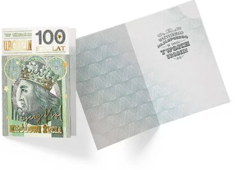 Kartka okolicznościowa urodzinowa banknot 100 zł