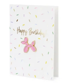 Kartka okolicznościowa urodzinowa Happy Birthday z pinem - piesek