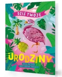 Kartka okolicznościowa Urodzinowa XXL "Dziś Twoje Urodziny patrz przez życie przez różowe okulary" flaming