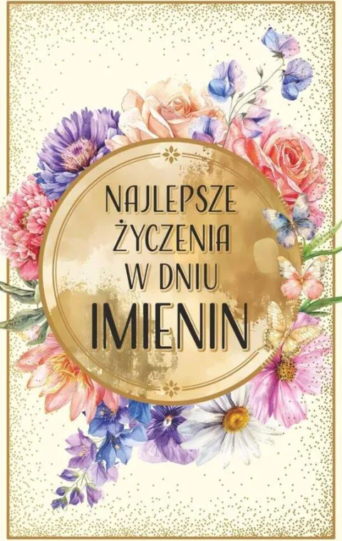 Kartka okolicznościowa Najlepsze życzenia IMIENINY w kwiaty