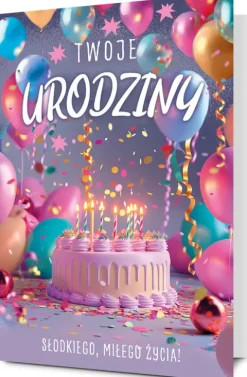 Kartka okolicznościowa Urodzinowa XXL Tort i balony "Słodkiego Miłego Życia"