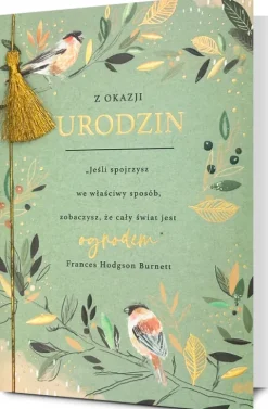Kartka okolicznościowa urodzinowa zielona ptaszki