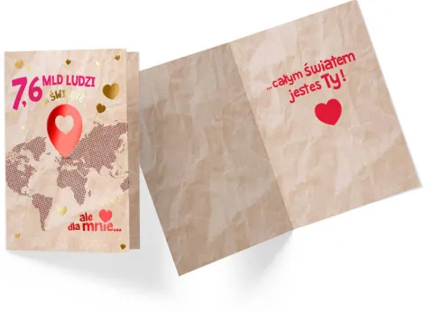 Kartka okolicznościowa WALENTYNKI 7,6 mld ludzi na świecie...