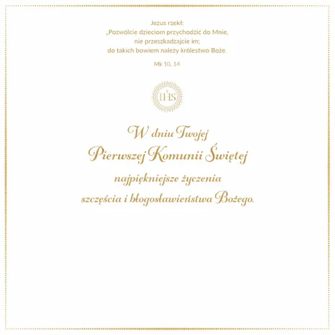 Kartka okolicznościowa z okazji Komunii Świętej kwadratowa