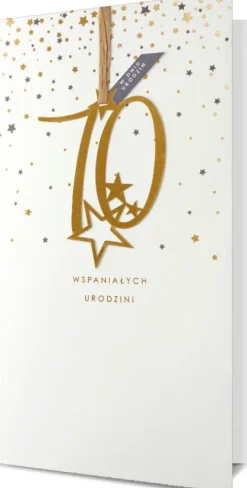 Kartka okolicznościowa z zawieszką 70 urodziny 12x22,5 cm
