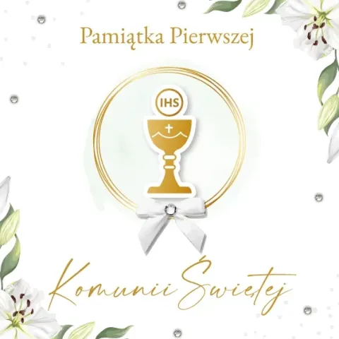 Kartka Pamiątka Pierwszej Komunii Świętej kwadratowa