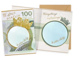 Kartka urodzinowa banknot 100 zł + lusterko 100 lat