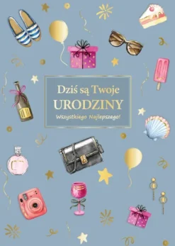 Kartka urodzinowa Dziś są Twoje Urodziny szara DLA NIEJ 1 szt.