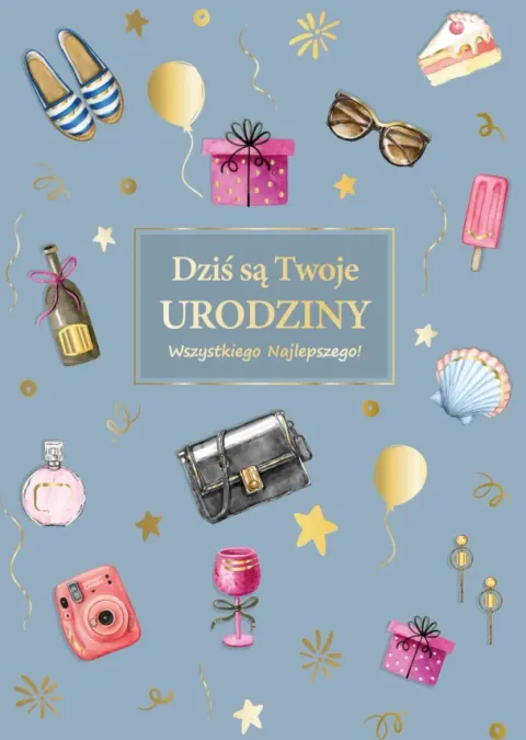 Kartka urodzinowa Dziś są Twoje Urodziny szara DLA NIEJ 1 szt.
