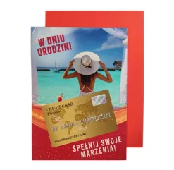 Kartka urodzinowa Spełnij Swoje Marzenia Karta Kredytowa - czerwona
