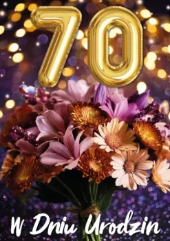 Kartka urodzinowa 70- ste urodziny trójwymiarowa 3D 1 szt.